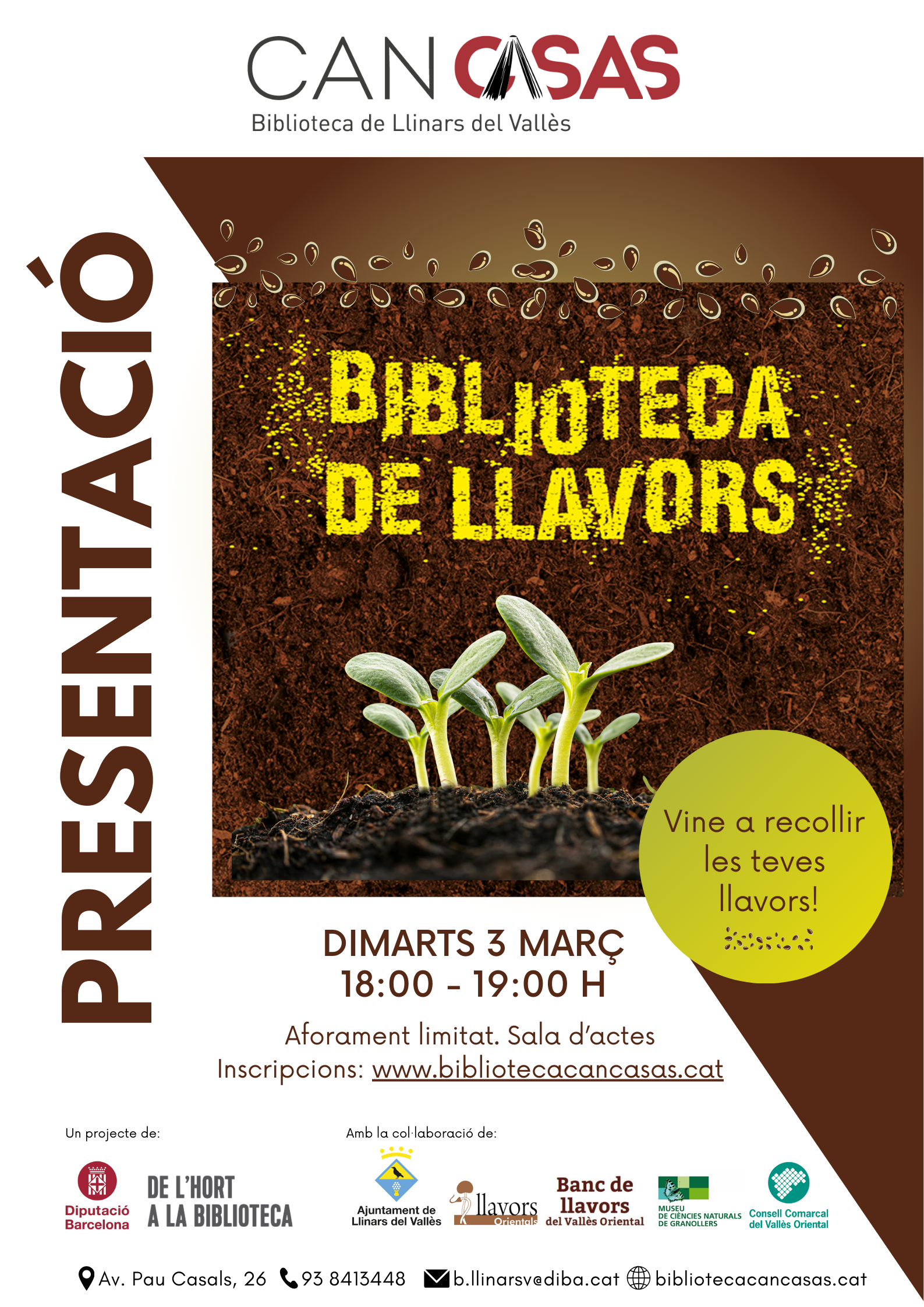 Cartell març Presentació Biblioteca de llavors