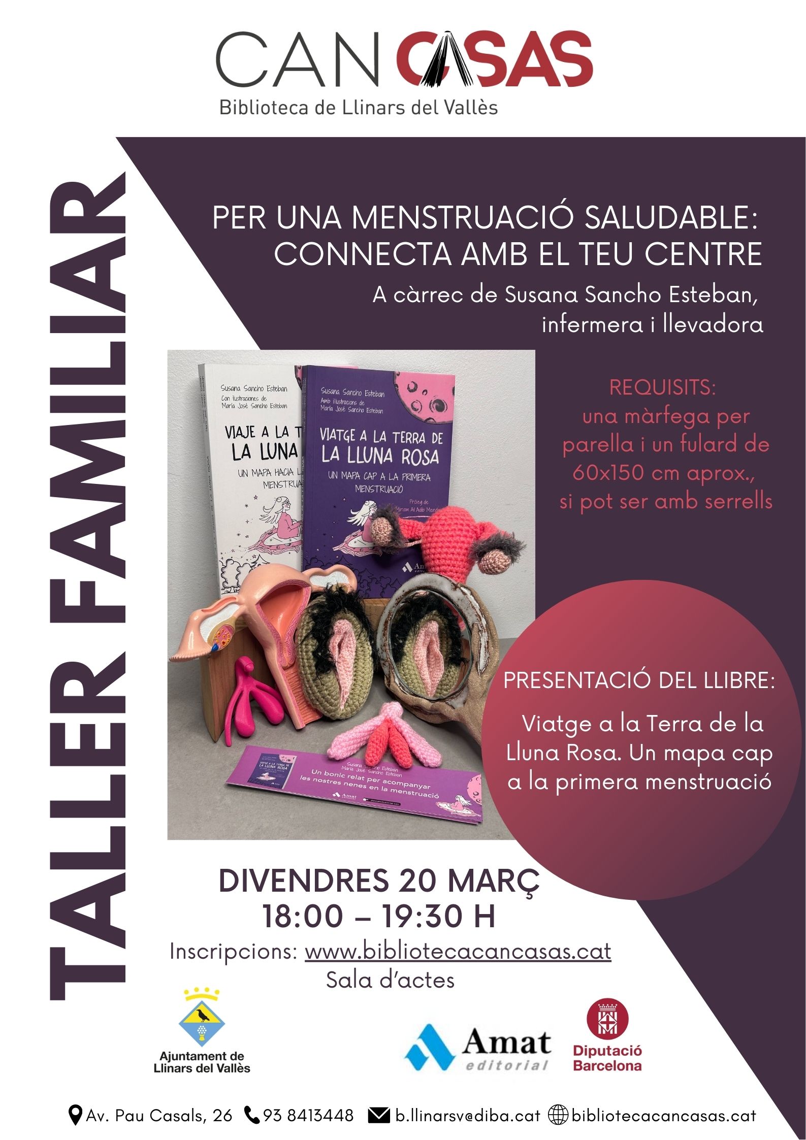 Cartell taller familiar març 26 Per una menstruació saludable