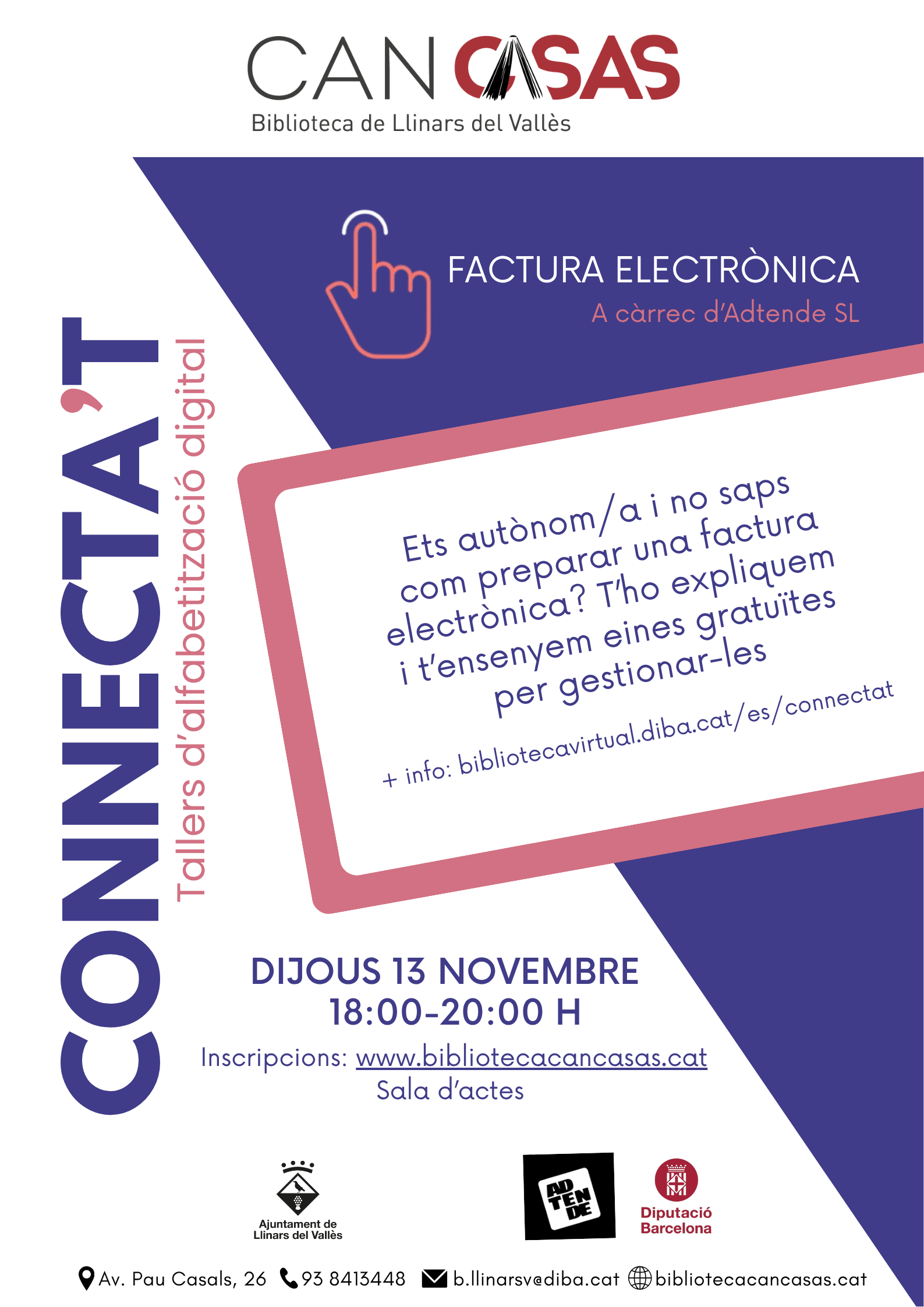 Cartell Connecta't - Taller d'alfabetització digital: Factura electrònica