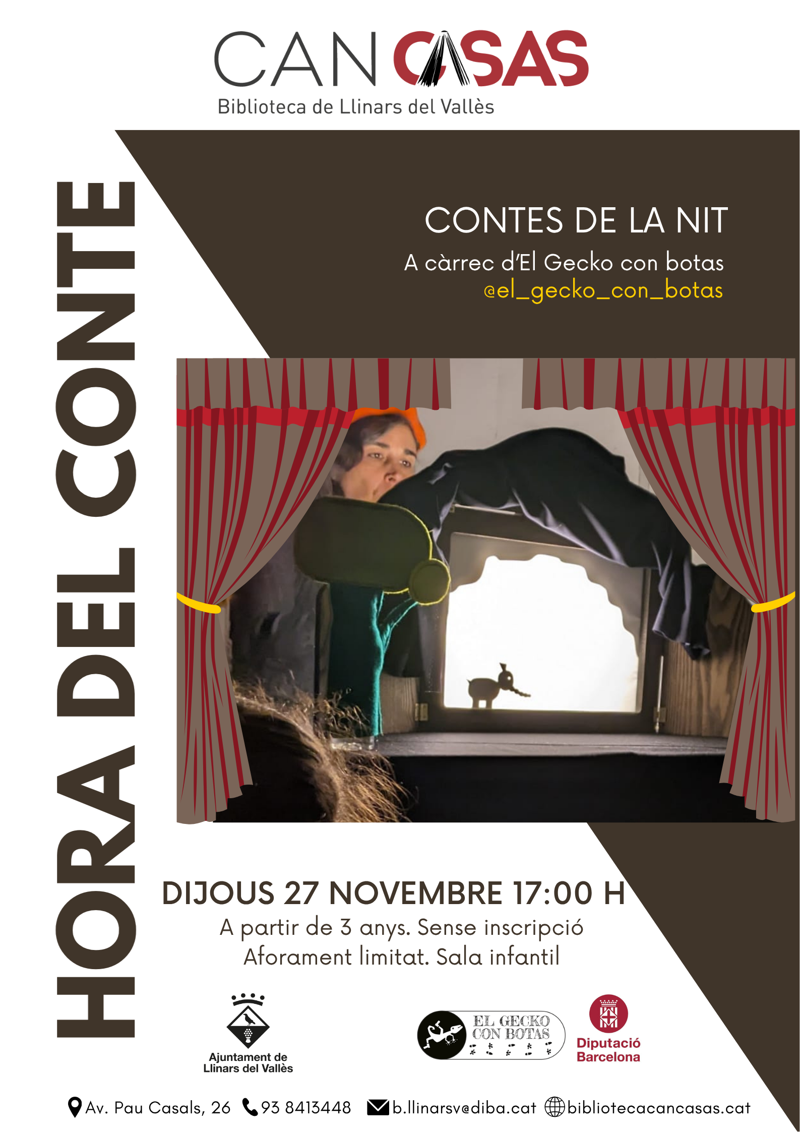Cartell hora del conte novembre. Contes de la nit 