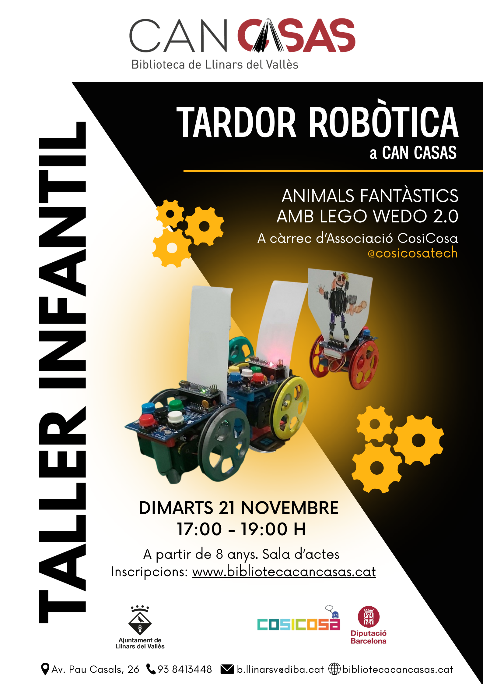 Cartell Taller infantil Animals fantàstics amb Lego wedo 2.0