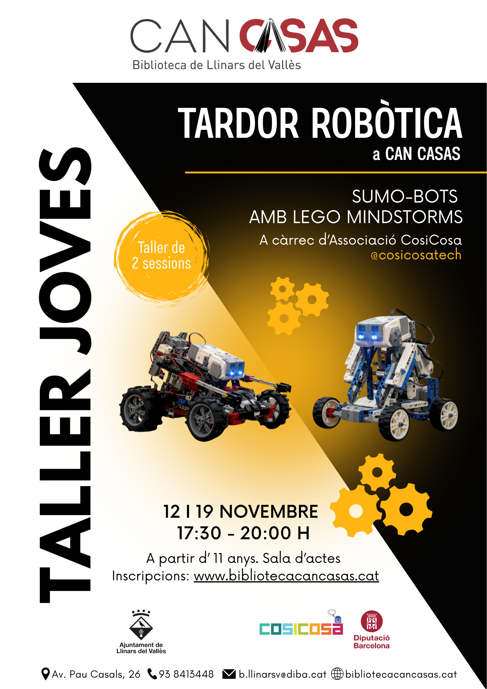 Cartell Taller joves. Sumo-Bots amb Lego Mindstorms. Novembre 2025