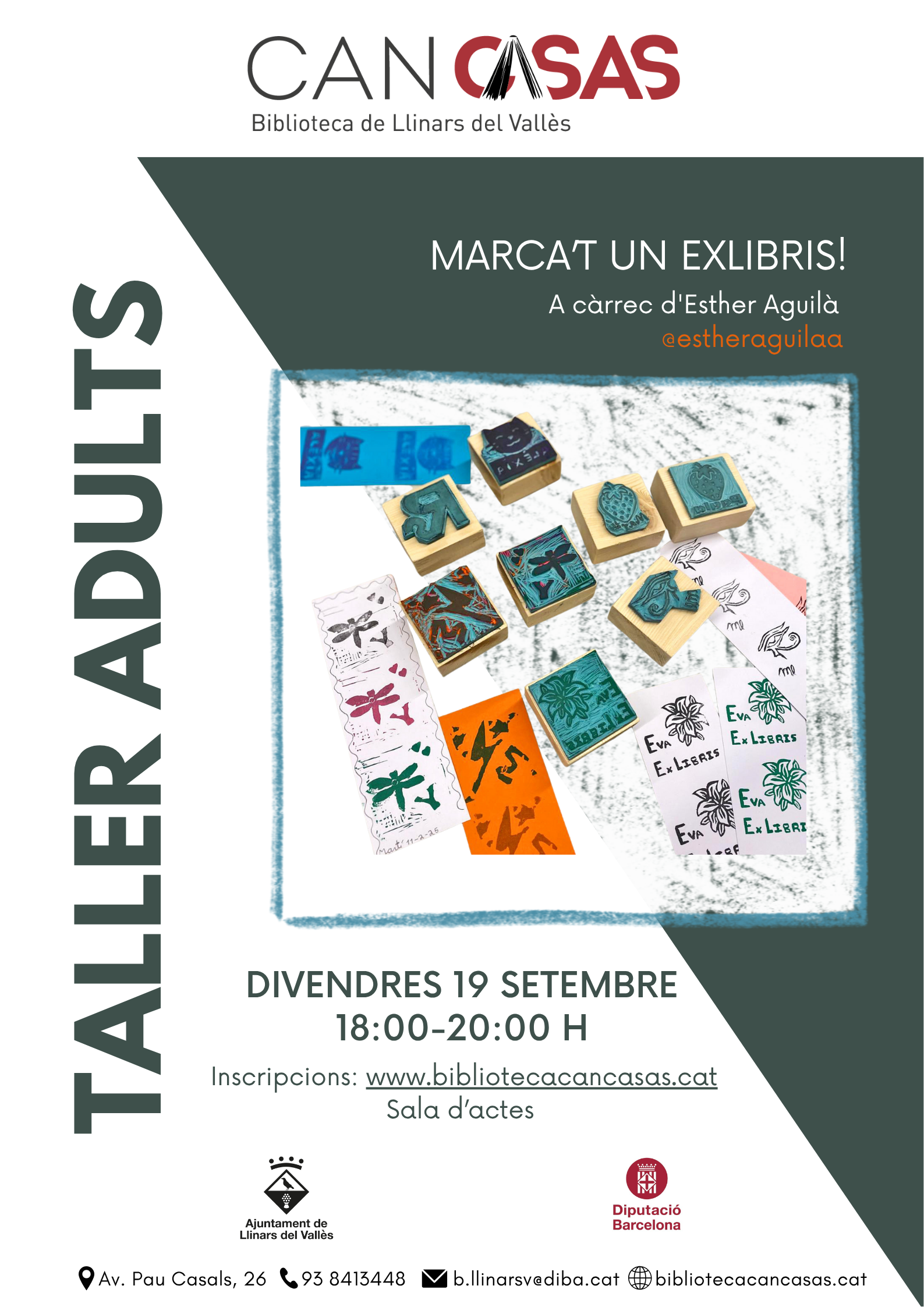 Cartell taller adults setembre. Marca't un exlibris!